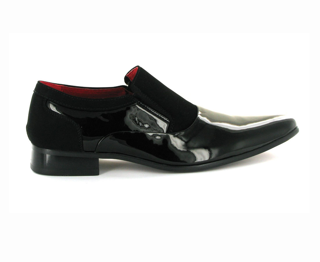 Mens patent hot sale leather loafers